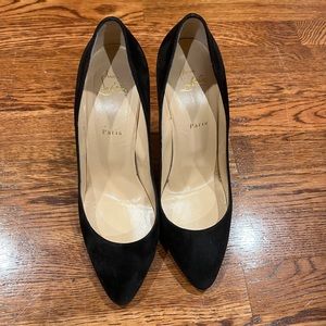 Christian Louboutin Black Suede Round Toe Pumps